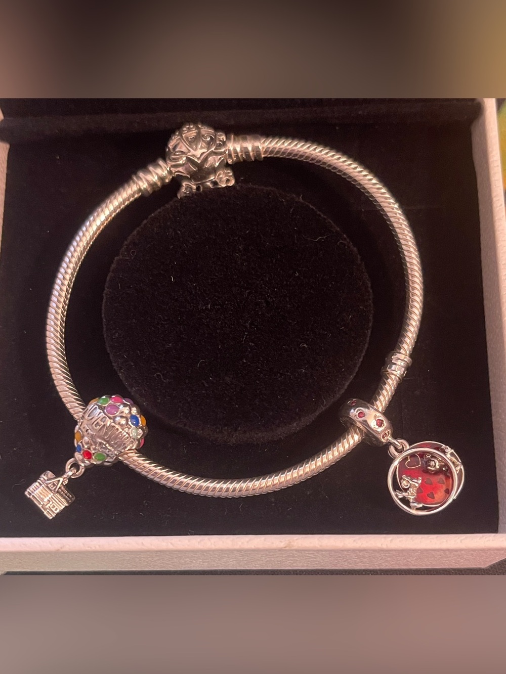 Pandora Silver Bracelet with Up House and Mickey/Minnie Love & Kisses Charm